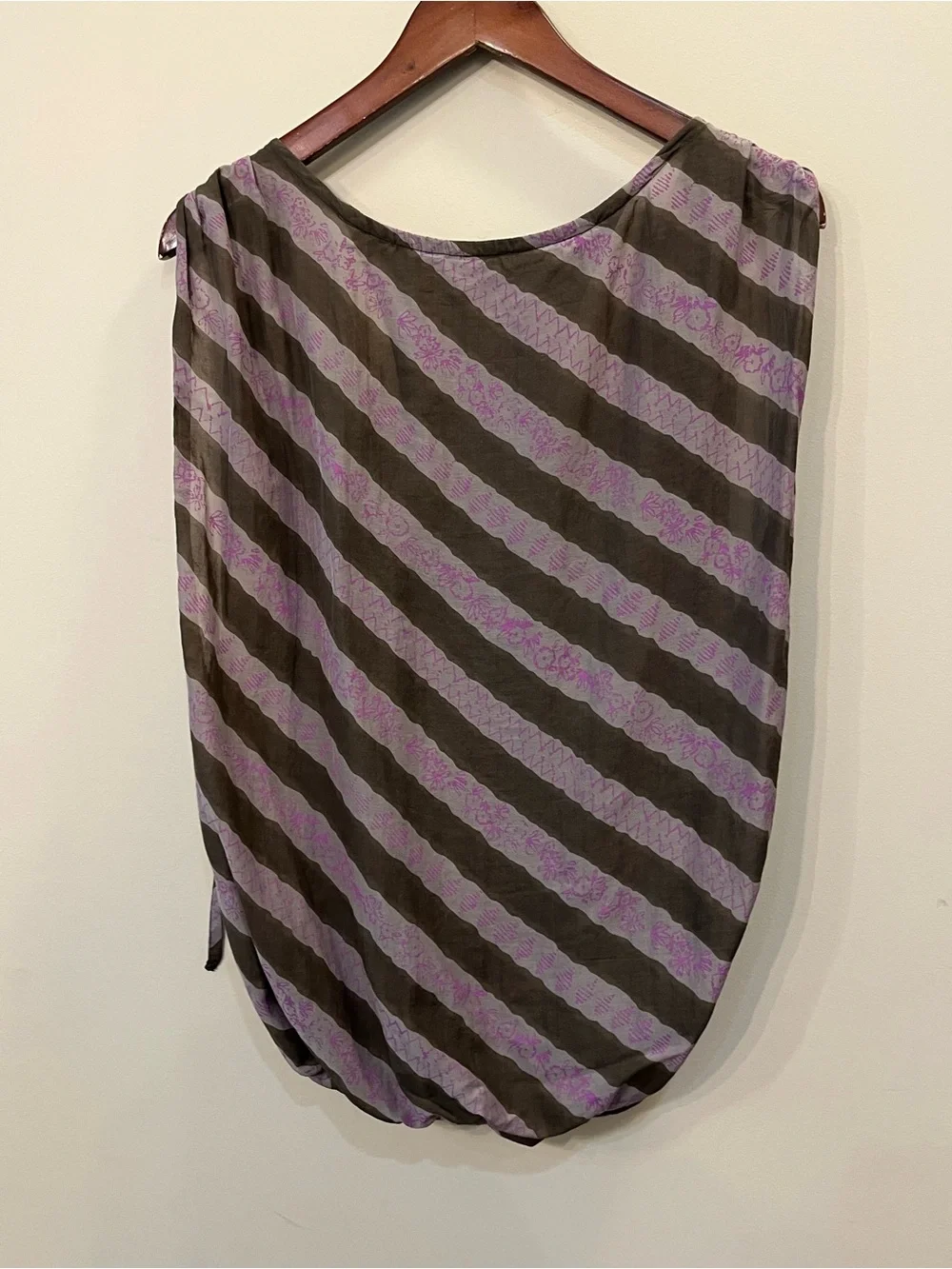 Free People Y2K billowy tank diagonal stripe attached brown tank medium